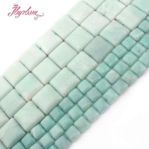 10mm 20mm Smooth Square Blue Amazonite Beads Natural Stone Beads For DIY Necklace Bracelet Jewelry Making 15" Free Shipping