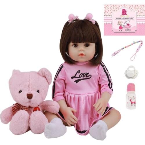 18" New Design Bebe Reborn Baby Dolls Full Silicone Body Lovely Newborn Babies Doll Toy Reborn Christmas Gifts Present 48CM