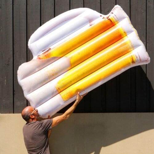 182cm Beers Mug Shape Floating Water Hammock Lounge Chair Swimming Pool Inflatable Float Rafts for Summer Beach Supply &T8