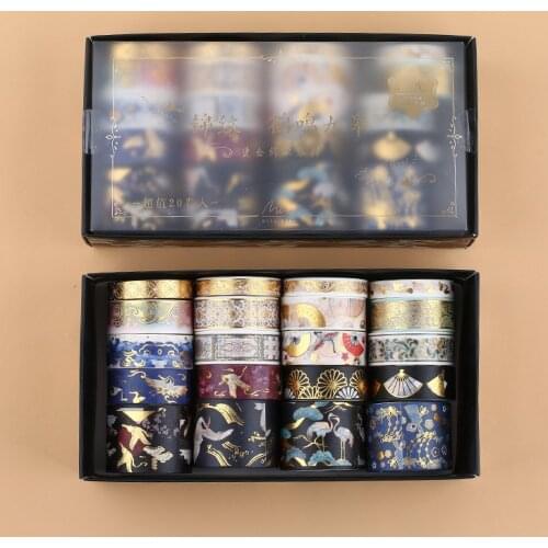 20 Pcs/set Retro Divine Gold Washi Tape Set Adhesive Tape DIY Scrapbooking Sticker Label Japanese Stationery