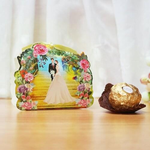 25pcs The bride and groom wedding candy box candy packing box cartoon Mori candy boxes gift box
