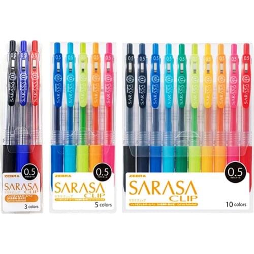 3pcs/5pcs/10pcs/box Zebra Sarasa Gel Pen Set Multicolored Ink Ballpoint Pen 0.5mm Refill Pens for Writing Drawing Stationery