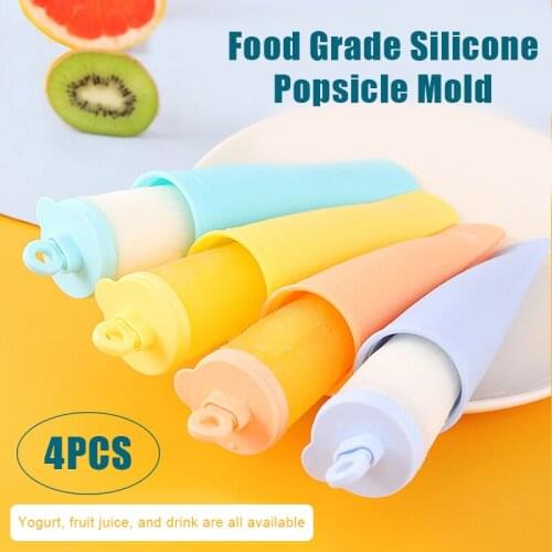 4pcs Silicone Popsicles Molds Ice Pops Molds Chocolate Jelly Maker BPA Free Ice Cream Moulds for Homemade can CSV