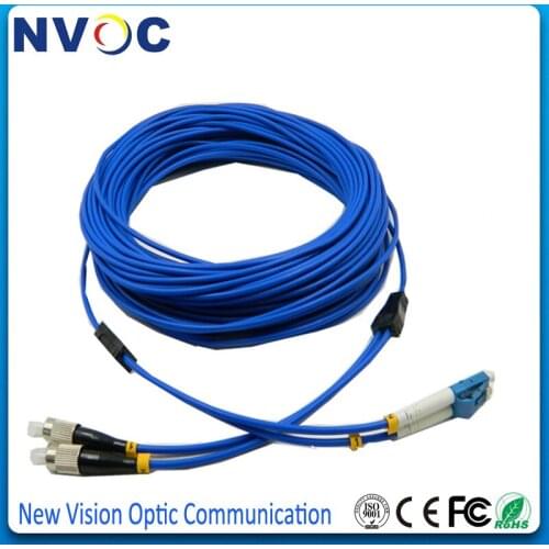 5Pcs/Lot,Armoured Patch Cord Jumper FC/UPC-LC/UPC SM Duplex 3mm 10m,PVC Jacket, FC-LC UPC Armored 10M Patch Cord