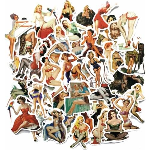 50pcs Europe and America Retro girl pin up girl Sticker Decoration Stationery Sticker DIY Ablum Diary Scrapbooking Label Sticker
