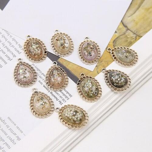 6pcs Embedded Shell Droppearl Earrings Ovalpendant Earrings for Women Korean Diy Jewelry Accessories Style Alloy Resin Retro