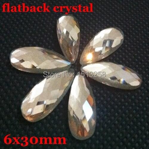 6x30mm 100Pcs light peach color Flat Back Pear glass crystal beads