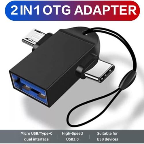 DATA FROG 2 in 1 OTG Adapter USB 3.0 Female To Micro USB Male and USB C Male Connector Aluminum Alloy on The Go Converter