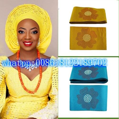 African Aso Oke Headtie Length 6.8metersAso Oke Headtie Beads And Stones Headtie African Scraf Wrapper Aso Ebi Hot Sale T1706