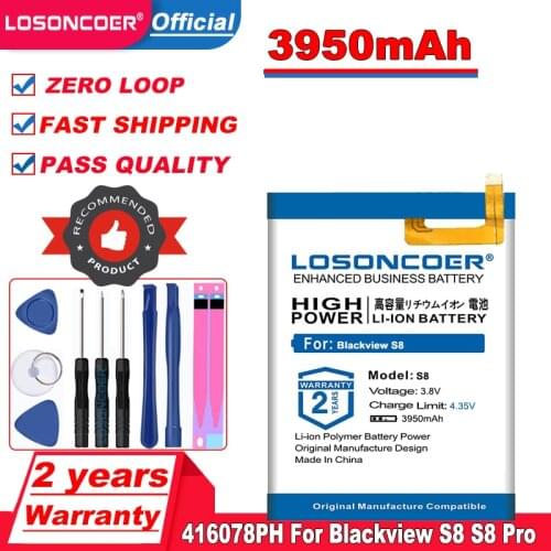 3950mAh 416078PH Replacement Phone Battery For Blackview S8 S8 Pro Mobile Phone li-ion Battery Free tools Stand Holder Stickers