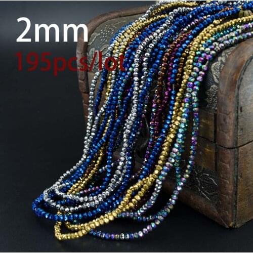 Free shipping multi color 2mm 195PCS Bicone crystal beads Cut Faceted Round Glass Beads,DIY Apparel Sewing Garment Beads