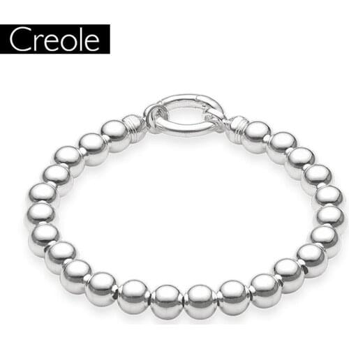 Bracelet Silver Beads Width 0.8cm For Women And Men Office Gift Europe Style Glam Jewelry Bracelet Fit Charm Pendant
