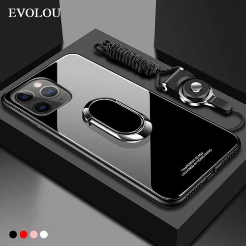For Iphone 12 Pro Max 12 mini Case Magnet Ring Holder Stand Phone Case For Apple Iphone SE 2020 11 Pro Tempered Glass Back Cover