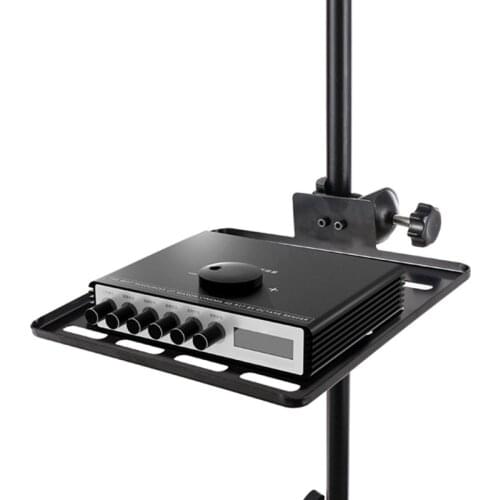 Black Sound Card Tray Live Broadcast Microphone Rack Stand Phone Clip Holder with Free Regulating Clamp Storage Shelf