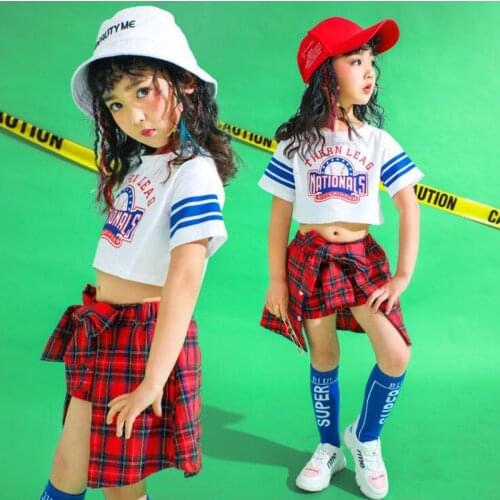 Kids Hip Hop Clothing Girls Tshirt Short pants Jazz Dance wear Costumes Suit Ballroom Dancing Clothes Cheerleader Stage Outfits
