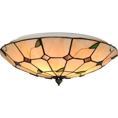 European Simple Tree Leaves Ceiling Lamps 3 Lights Retro Tiffany Style Stained Glass Living Room Bedroom Lighting Fixtures CL266