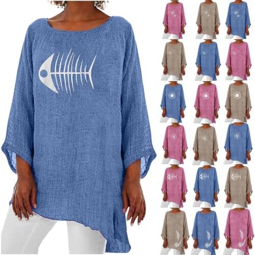 Футболка Oversized t-shirt Womens Tops Embroidered Round Neck Cotton Linen Large Short Sleeves Tops Рубашки майка женская