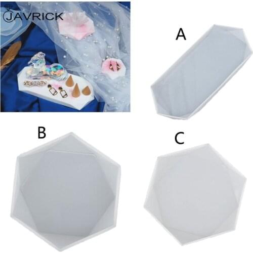 Faceted Rectangle Octagonal Coaster Oversized Resin Mold Jewelry Showcase Display Transparent Flexible Silicone Molds