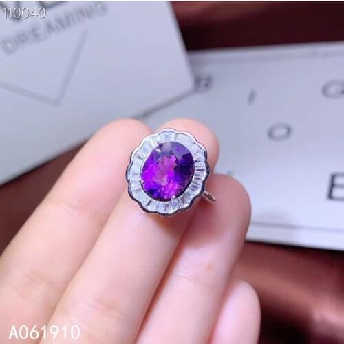 KJJEAXCMY boutique jewelry 925 sterling silver inlaid Amethyst gemstone popular ladies ring fashion