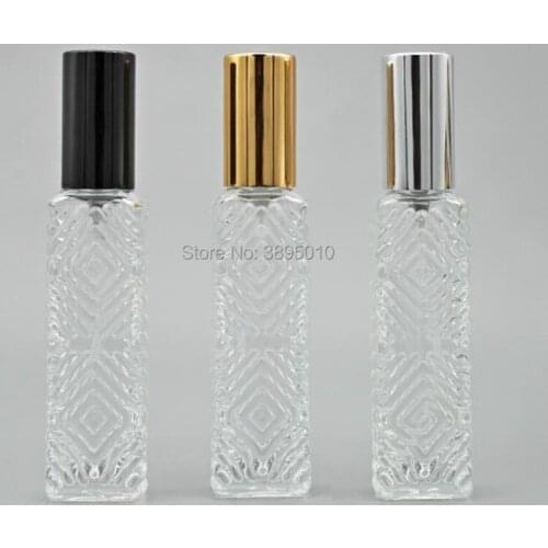 12ml Square Glass Perfume Bottle Makeup Container Water Refillable Bottles Sprayer Clear F858
