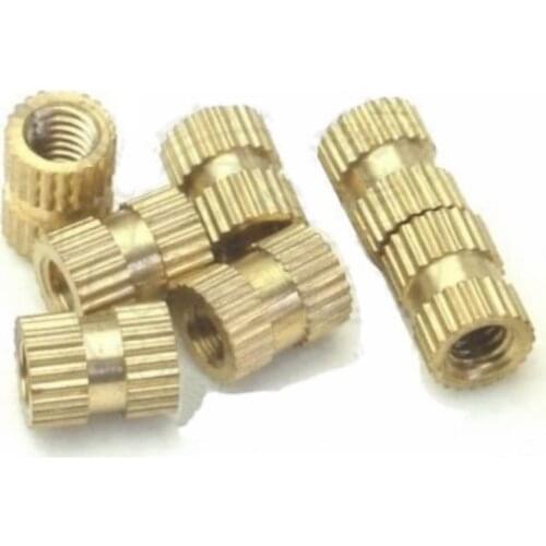Lot100 Brass Knurl Nuts M2.5*4mm(L)-3.5mm(OD) Metric Threaded Fasteners