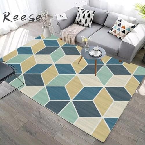Minimalism Geometric 3D Grid Carpet Rug For Living Room Bedroom Kitchen Bathroom Washable Mildew Proof Safety Floor Protection