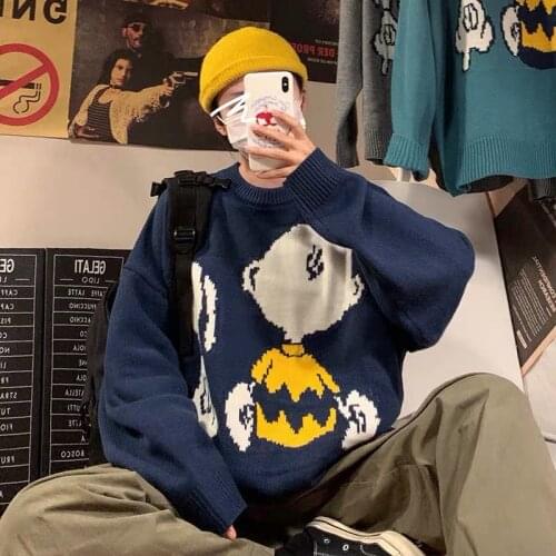 Mens autumn / winter 2020 mens new cartoon fashion loose long sleeve Pullover mens top