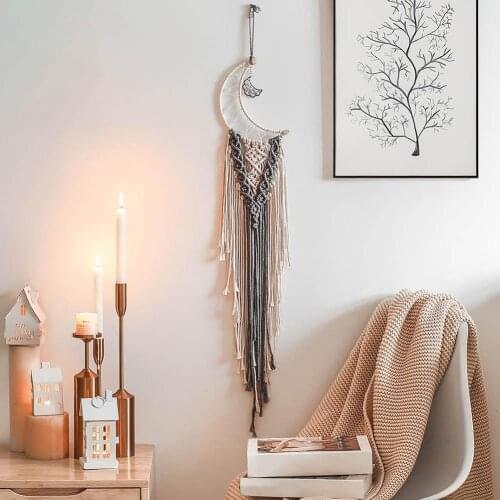 100cm Nordic Style Wall Tapestry Moon Hoop Long Tassels Dream Catcher Wall Hanging Tapestry for Living Room Decoration Tapestry