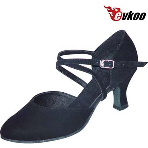 Evkoodance Shoes Ballroom Dancing Shoes For Women Red And Black Color 6cm Medium Heel Height Comfortable Style Evkoo-317