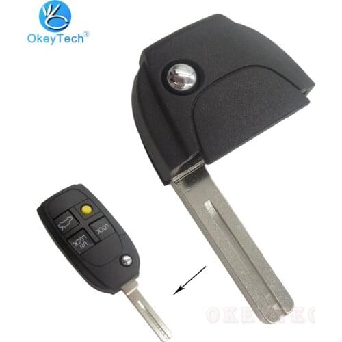 OkeyTech For Volvo XC90 S60 2000- 2009 S80 1999-2006 V70 2000-2007 XC70 2003-2007 Flip Remote Cover Car Key Blade Uncut Blade
