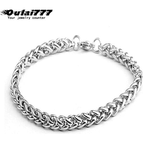 Oulai777 mens bracelet stainless steel gifts male accessories charm Simple couple link chain on hand fashion jewelry 2019 BSK