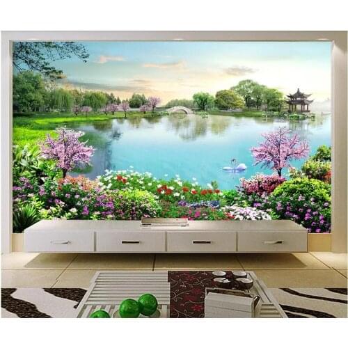 Custom photo 3d wallpaper Beautiful Lake Tourist Scenic Area home decor living room 3d wall murals wallpaper for walls 3 d