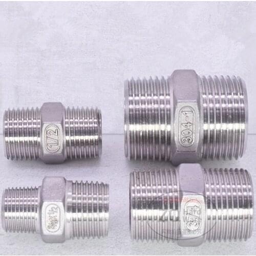 1/8" 1/4" 3/8" 1/2" 3/4" 1" 1-1/4" 1-1/2" BSP Male to Male Thread Hex Nipple Threaded Reducer Pipe Fitting Stainless Steel 304