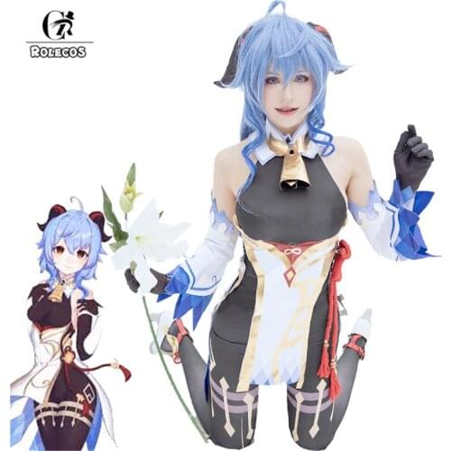 ROLECOS Ganyu Cosplay Costume Game Genshin Impact Ganyu Cosplay Costume Sexy Women Skirt Halloween Dress Sleeve Glove Full Set