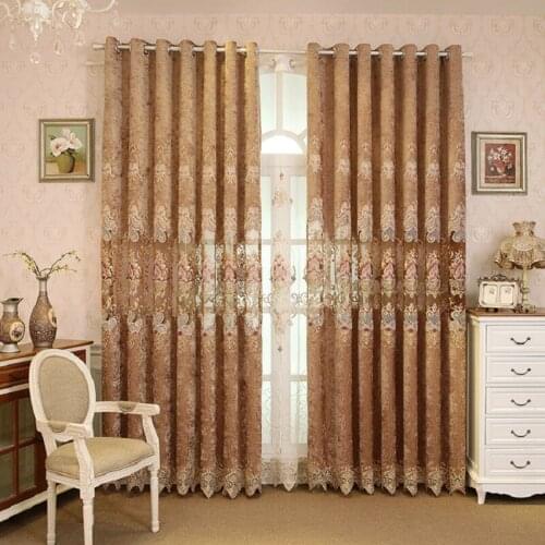 Luxury European-style Classical Curtain Chenille Hollow Embroidery Curtains for Living Room Bedroom Tulle Home Decoration Custom