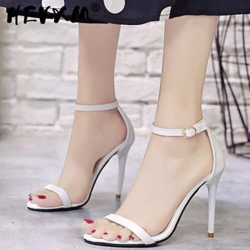 HOT Ankle Strap Heels Women Sandals Summer Shoes Open Toe Chunky High Party Dress Black Sandals Sexy Black Luxury Gladiator