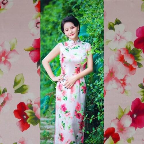 Mulberry silk stretch satin fabric cloth per meter 108cm 19mm printed soft clothing dress spandex fabric alibaba express
