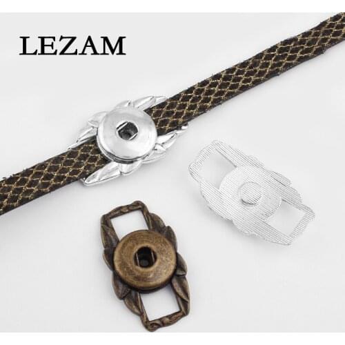 Antique Sliver/Bronze Leaf&Button Connectors Slider For 5mm /10mm Flat Leather Cord Bracelet Jewelry Making