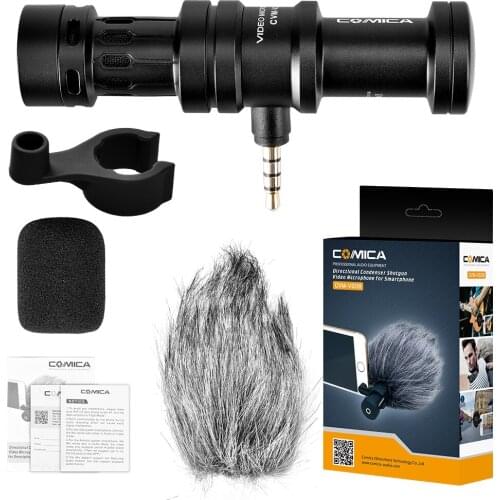 Comica CVM-VS08 Mobile Phone Microphone Video Mic For iPhone Samsung Smartphone with Wind Muff Rotated Phone Stand
