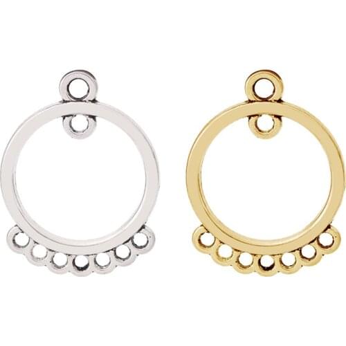 60 x Tibetan Silver/Gold Open Round Earrings Multi Strand Chandelier Connectors Charms for Jewelry Making Accessories 24x18mm