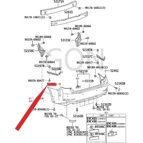 Rear bumper left side liner 2014-Toy ota LEX USE S3 50 rear bumper buffer block LH anti-collision block rubber