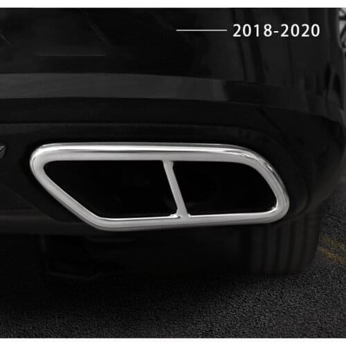 For Volvo XC60 2018 2019 2020 2PCS Stainless Steel Rear Exhaust Muffler Tail End Pipe Frame Cover Trims Exterior Accessories