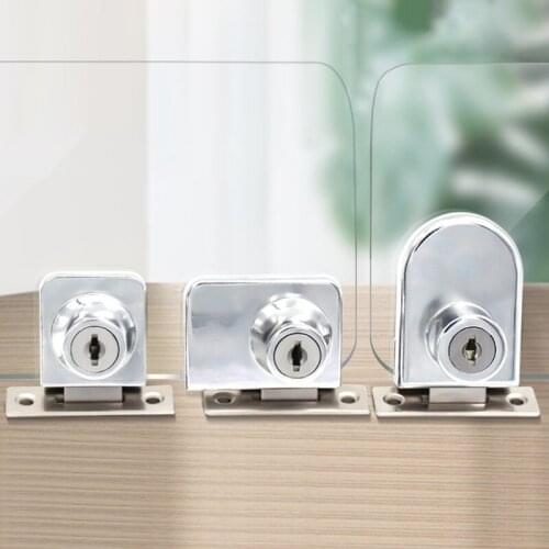 1pcs Single Double Glass Locks Punch-free Zinc Alloy Display Showcase Cabinet Counter Sliding Door Lock Hardware Accessories