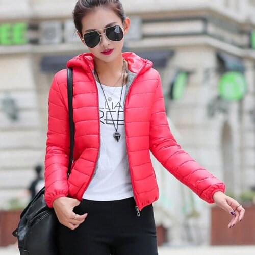 Autumn and winter 2020 womens down cotton padded jacket short hooded cotton padded jacket female slim student thickened fruit