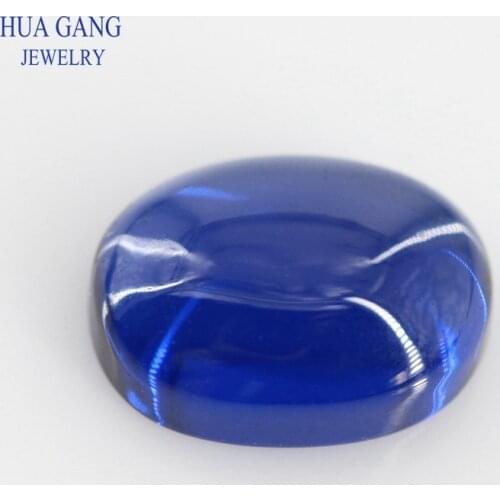 113# Blue Oval Shape Cabochon Flat Bottom Stone Brilliant Cut Synthetic Spinel Blue Stone For Jewelry Size 3x5~10x14mm