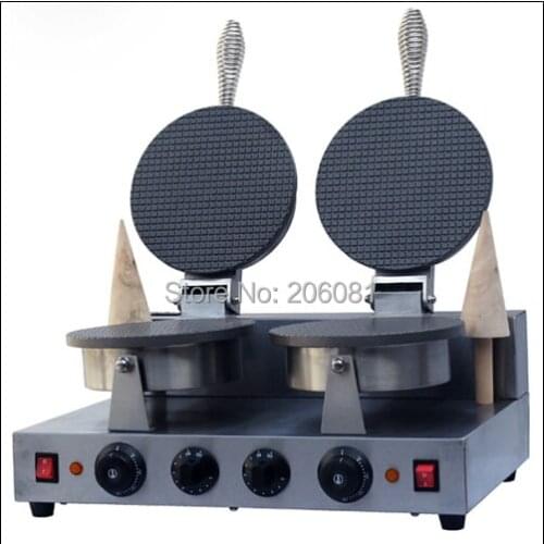 220V Electric Non-stick double Head ice cream waffle cone baker/waffle cake Ice Cream Cone Maker /CONE SHAPE WAFFLE BAKER