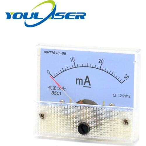 30mA Ammeter Analog Amp Panel Meter Current HUA 85C1 DC 0-30mA for CO2 Laser Engraving Cutting Machine