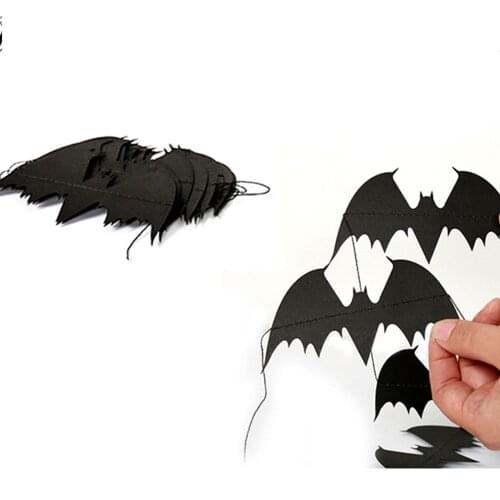 4M Halloween Black Bat Paper Bunting Pennant Flags Banner Garland Home Halloween Party DIY Decoration