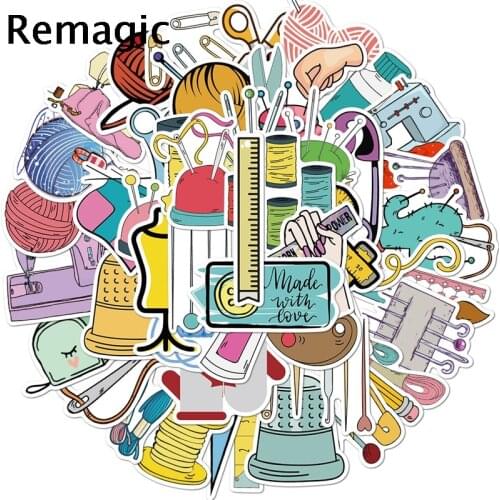 50pcs Cartoon sewing machine accessories Stickers Skateboard Guitar Suitcase Girls Waterproof scrapbooking Kids Graffiti Toys