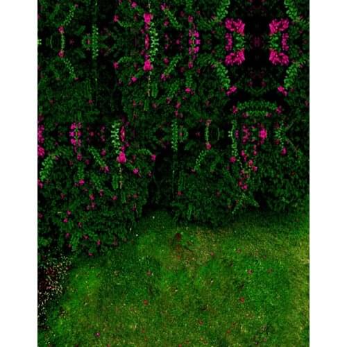 5x7ft Green Tree Lawn Pink Flowers Photography Backdrops Photo Props Studio Background